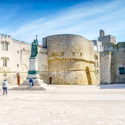 Medieval castle and Alfonsina Gate in Otranto, Apulia, Italy
